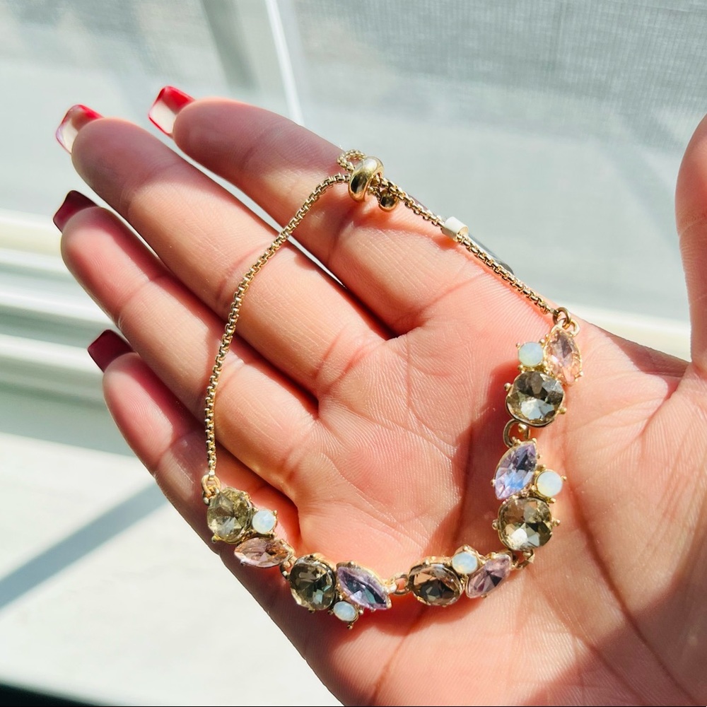 Banana Republic Women's Geo Bright Stone Slider Bracelet NWT gold plated - Picture 4 of 7